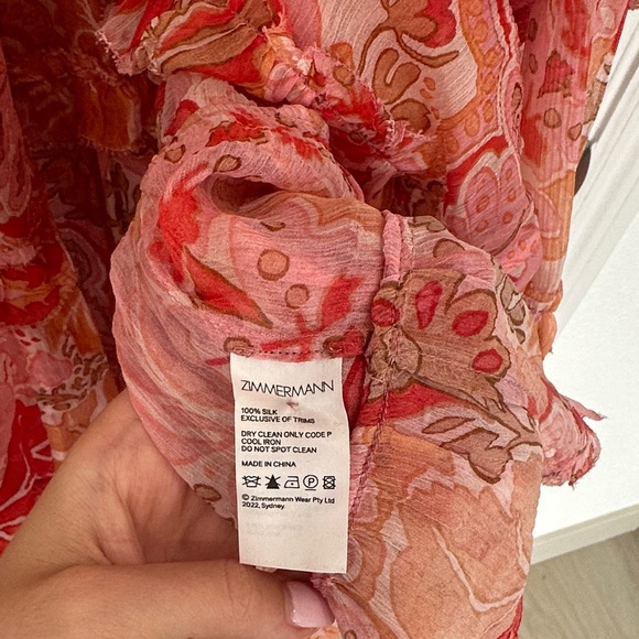 Zimmermann Ruffle Floral Print 100% Silk Mini Dress - Picture 11 of 11
